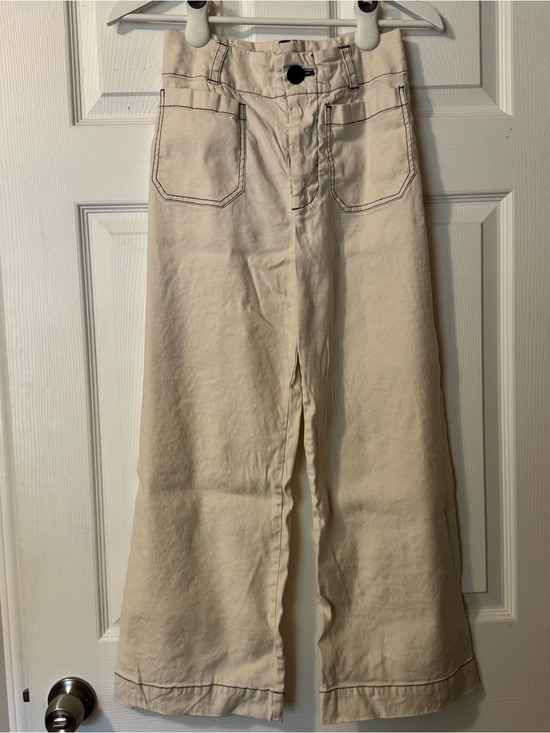 Maeve Pants - Maeve The Collette Cream Pants with Dark Contrast Stitching